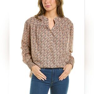 Ba&sh Floral Cotton-Poplin Long Sleeve Shirt M Whimsigoth Cottagecore Fairycore